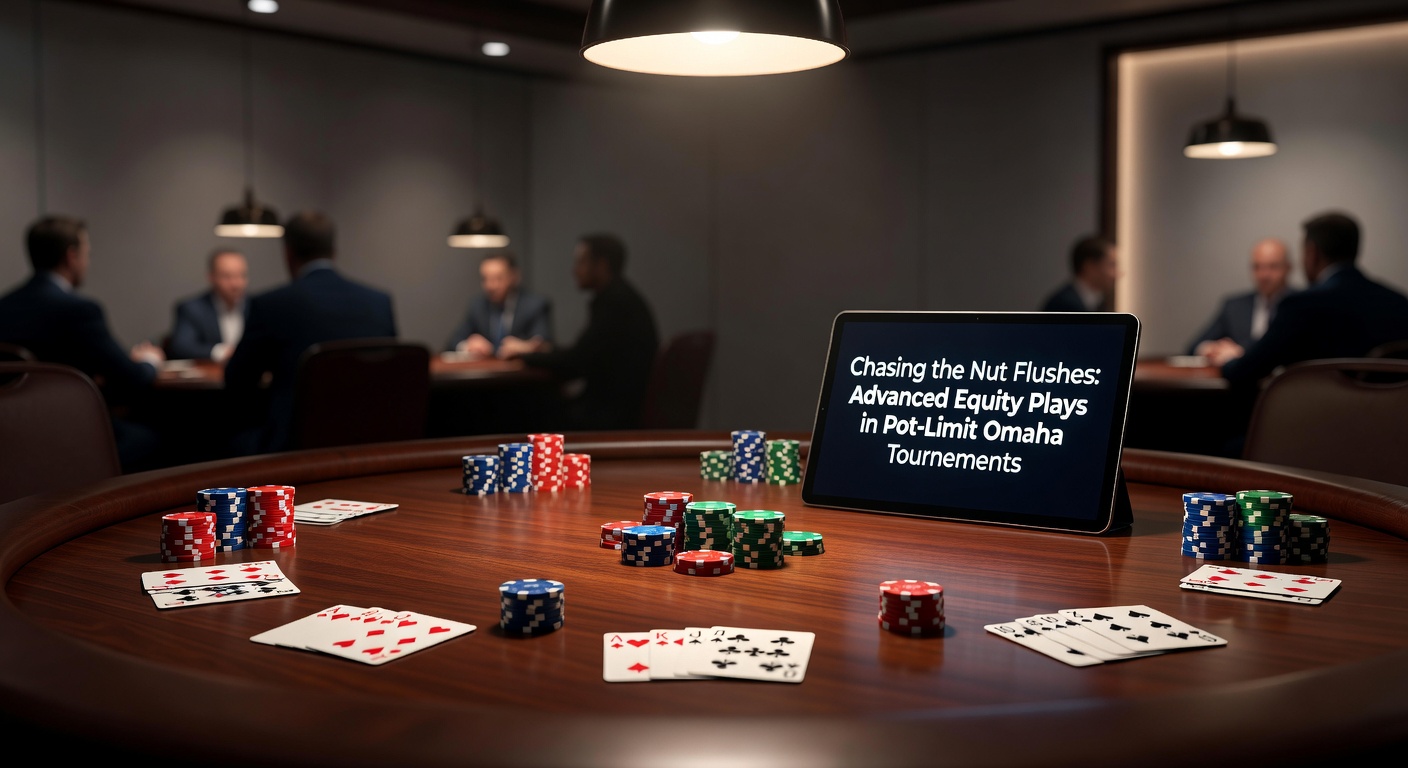 Detaillierte Analyse eines PLO-Boards mit Nut Flush Draw und Equity-Grafik