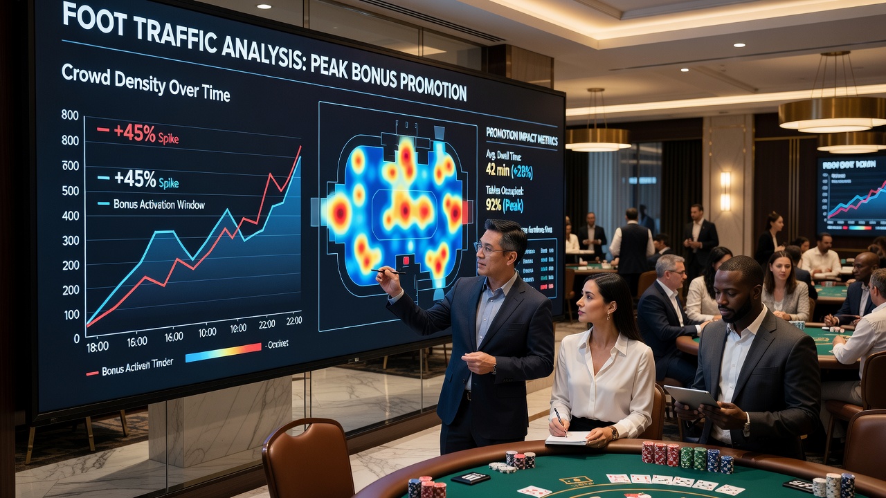 Diagramm zur Analyse von Fußverkehrsspitzen in Pokerbereichen bei Bonusaktionen