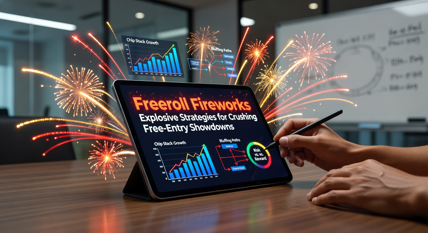 Poker-Spieler feuern in einem intensiven Freeroll-Turnier, Chips fliegen über den Tisch