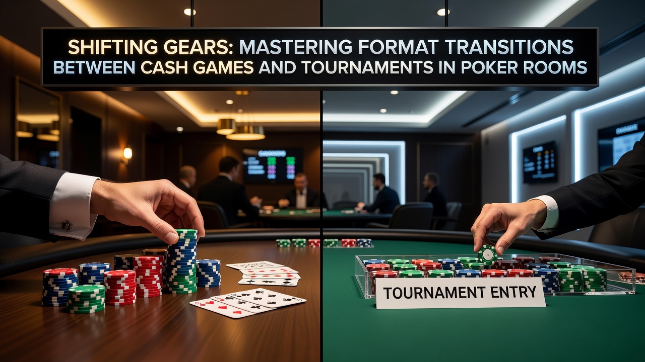 Poker Spieler beim Übergang von Cash Games zu Turnieren in einem Live-Room