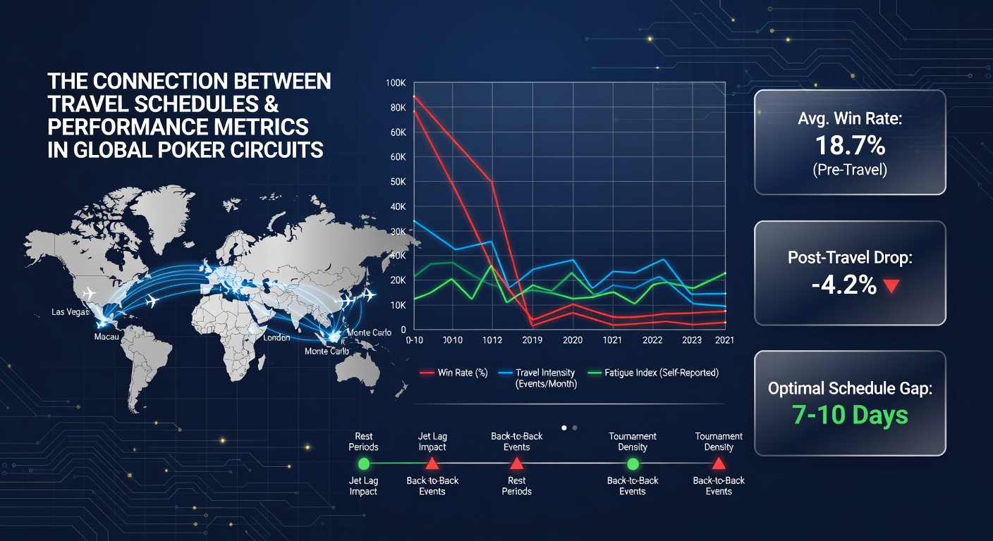 Analysedashboard mit Poker-Performance-Metriken und Reisedaten auf einem Laptop